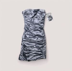 Luella Strapless Ruched Silver Bodycon Cocktail Dress Size XS - NWOT